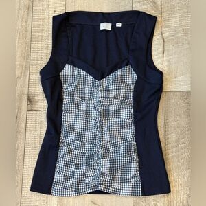 Anthropologie Women’s Ruched Gingham Tank Top